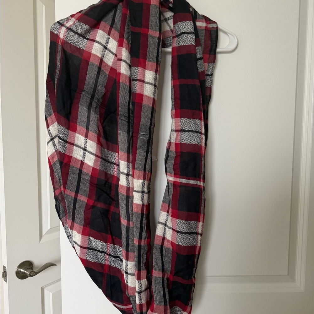 LOFT Red and Black Plaid Scarf